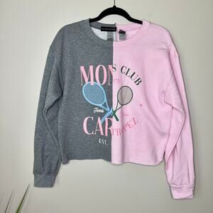 Lulu Simon Studio Unique Tennis Club‎ Country Club Cropped Sweatshirt Size Small
